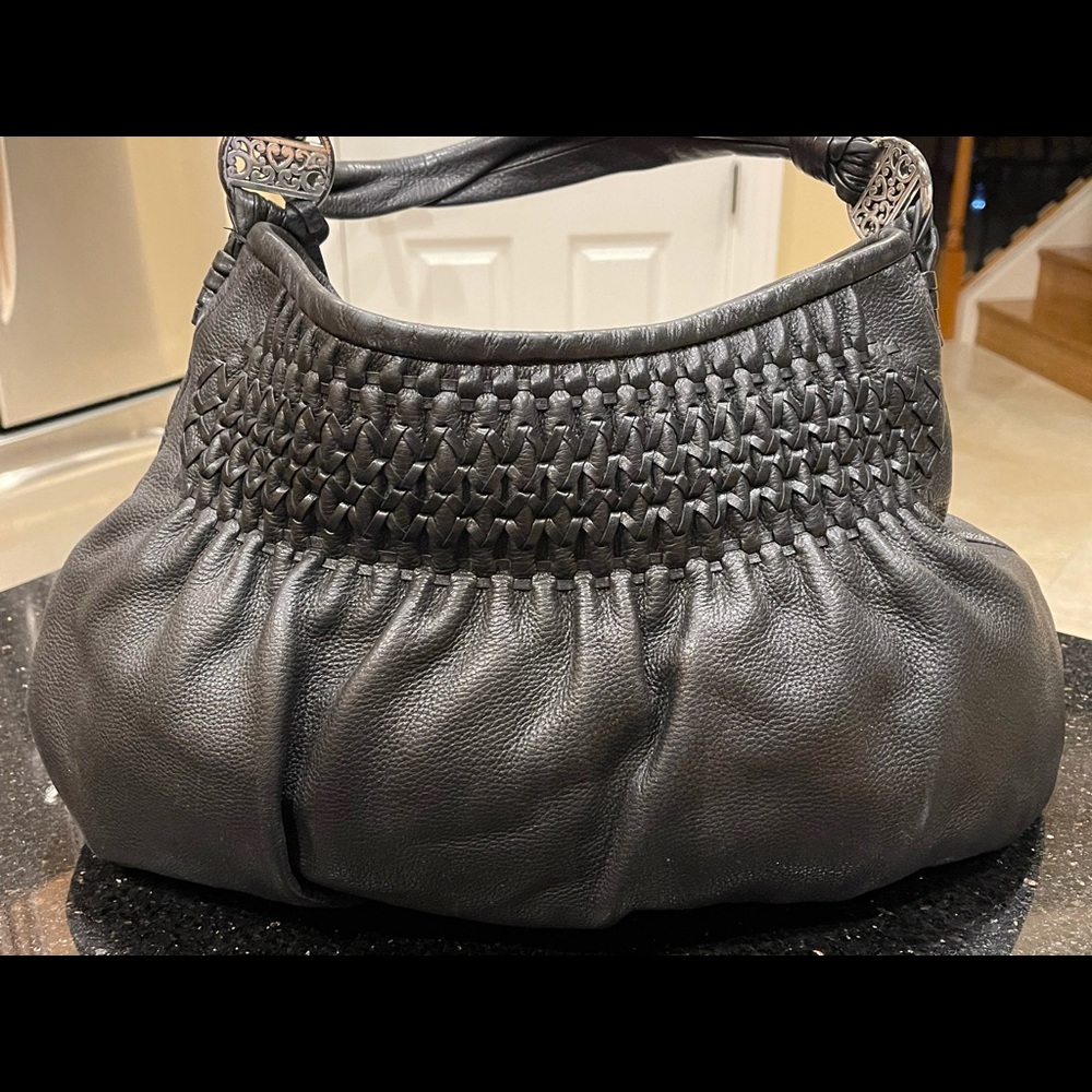 BRIGHTON Black Leather PIA Shoulder Bag - Picture 6 of 12